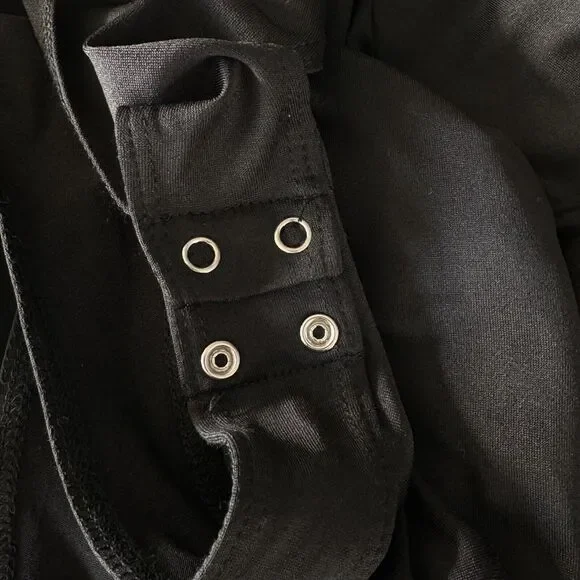 Black Tape 3X-Large Bodysuit Long Sleeves Surplice V-Neck Stretch Black New - Picture 4 of 7